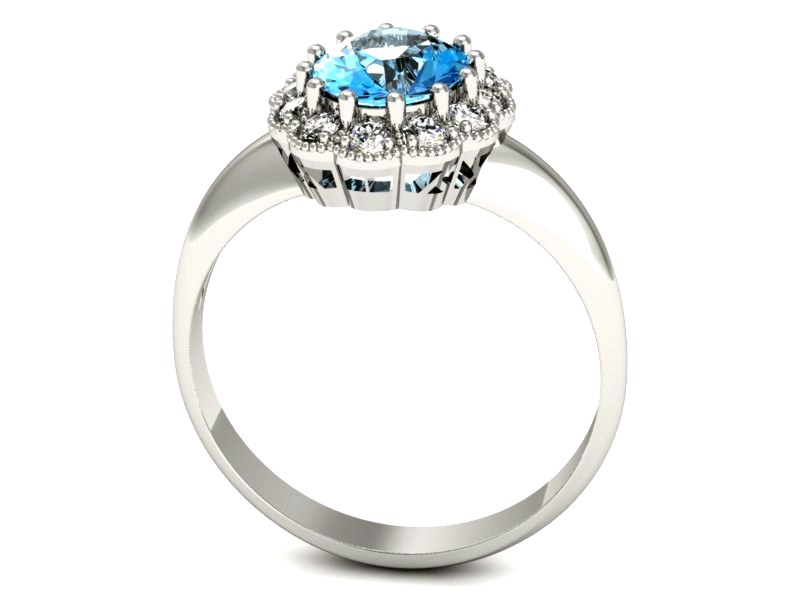 Pierścionek z topazem i brylantami białe złoto - p15037ba — zdjęcie 3