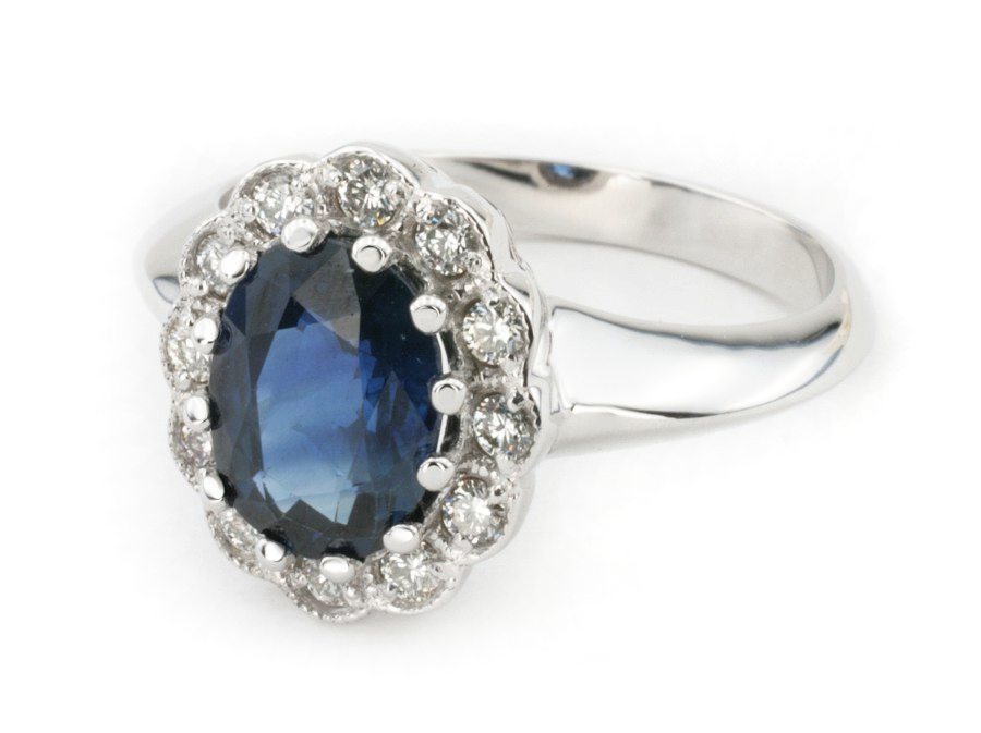 Pierścionek z szafirem i brylantami - P15037bbr_szaf — zdjęcie 2