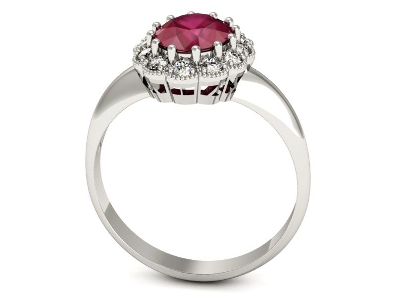 Pierścionek zaręczynowy z rubinem i brylantami - p15037br — zdjęcie 3
