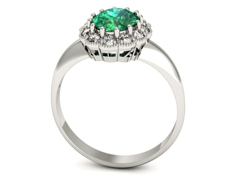 Złoty pierścionek ze szmaragdem i brylantami - p15037bsm — zdjęcie 3