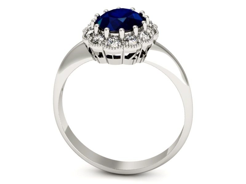 Pierścionek z szafirem i brylantami białe złoto - p15037bsz — zdjęcie 3