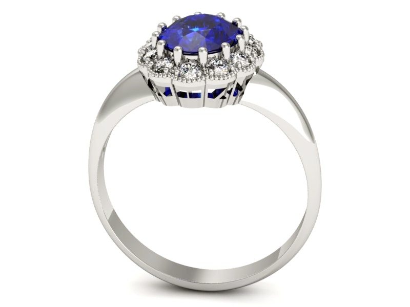 Pierścionek z szafirem i brylantami białe złoto - p15037bszc — zdjęcie 3