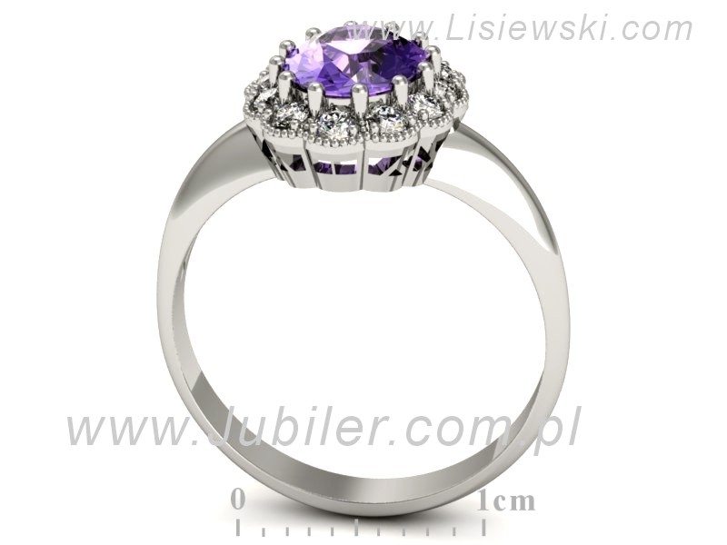 Pierścionek z tanzanitem białe złoto i brylantami - p15037bt — zdjęcie 3