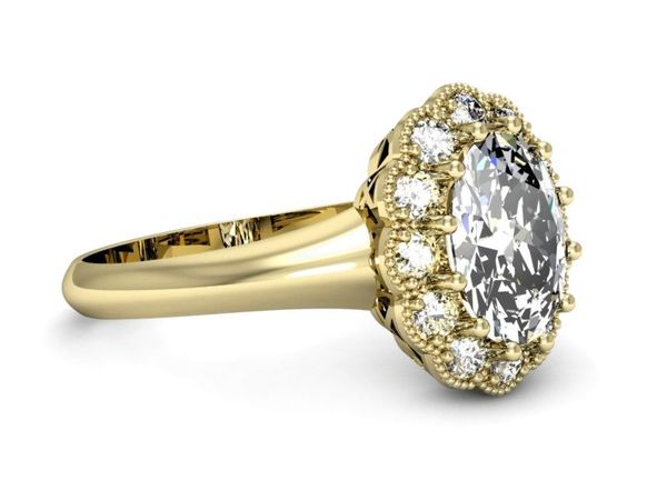 Złoty Pierścionek z diamentami żółte złoto 585 - p15037z