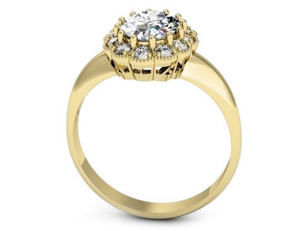 Złoty Pierścionek z diamentami żółte złoto 585 - p15037z