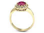 Złoty pierścionek z rubinem i brylantami - p15037zr - 3