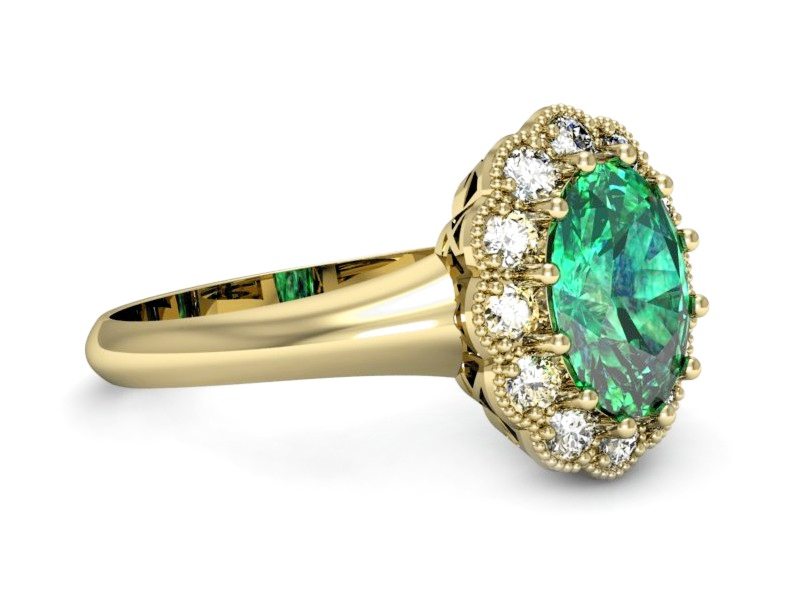 Pierścionek ze szmaragdem i brylantami - p15037zsm — zdjęcie 2
