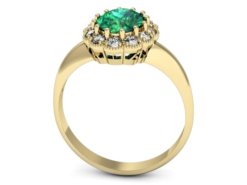 Pierścionek ze szmaragdem i brylantami - p15037zsm — zdjęcie 3
