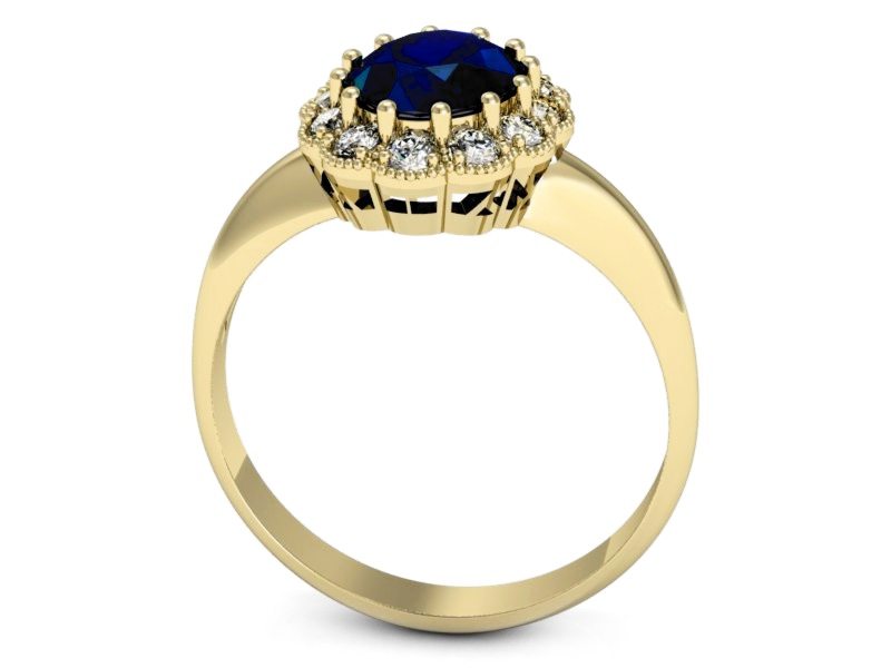 Złoty pierścionek z szafirem i brylantami złoty - p15037zsz — zdjęcie 3