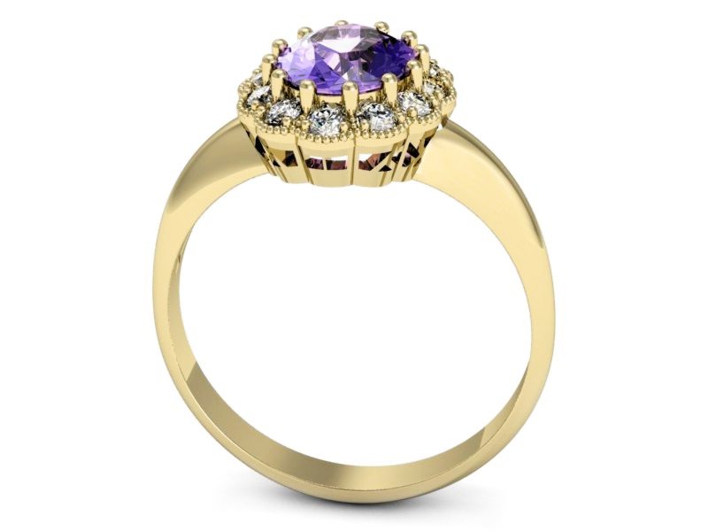 Pierścionek z tanzanitem i brylantami żółte złoto - p15037zt — zdjęcie 3