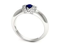 Pierścionek z szafirem i brylantami z białego złota 585 - p15039bsz- 3