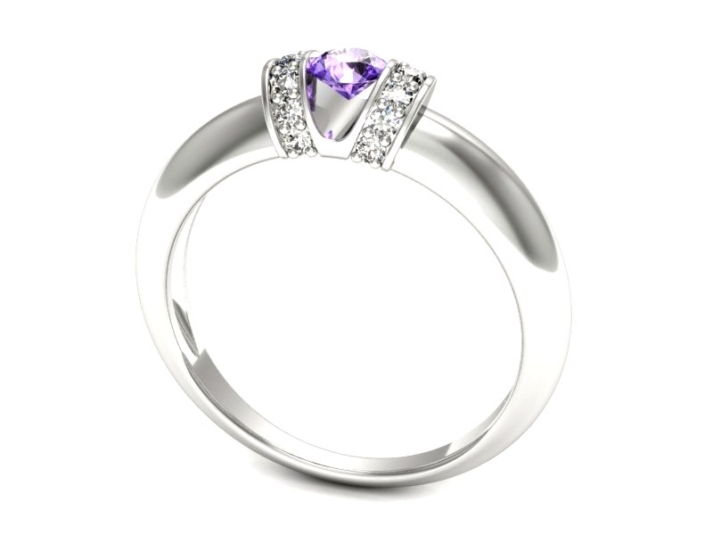 Pierścionek z tanzanitem białe złoto i brylantami - p15039bt — zdjęcie 3
