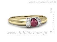 Pierścionek z rubinem i brylantami z białego i żółtego złota - p15039zbr- 2