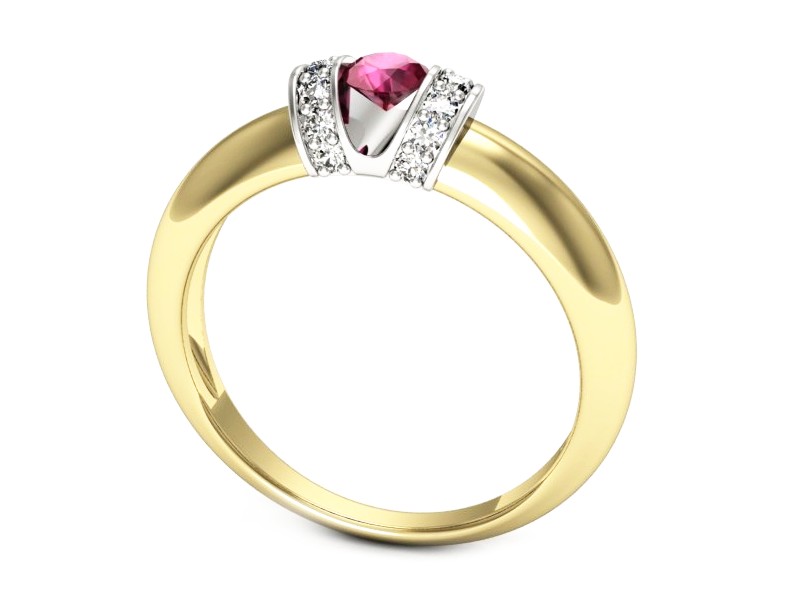 Pierścionek z rubinem i brylantami - p15039zbr — zdjęcie 3