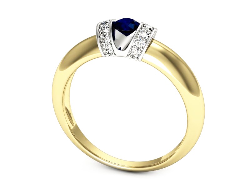 Pierścionek z szafirem i brylantami - p15039zbsz — zdjęcie 3