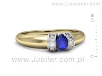 Pierścionek szafir i diamenty białe i żółte złoto - p15039zbszc- 2