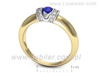 Pierścionek szafir i diamenty białe i żółte złoto - p15039zbszc- 3