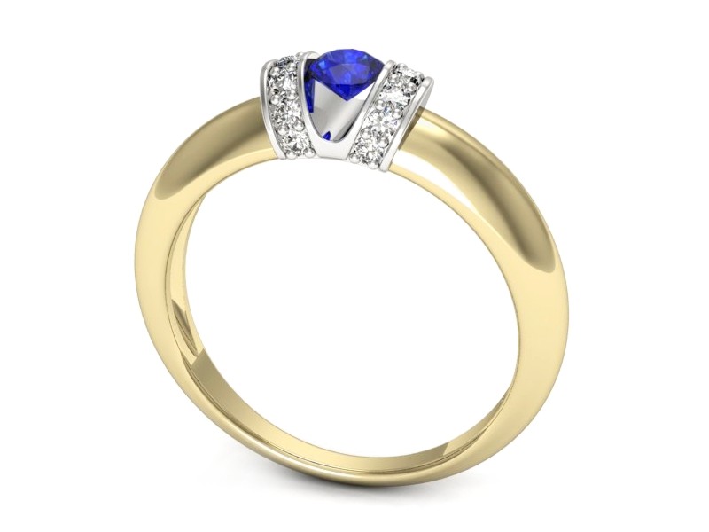Pierścionek szafir i diamenty złoto - p15039zbszc — zdjęcie 3