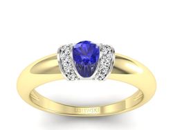 Pierścionek szafir i diamenty złoto - p15039zbszc