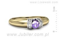 Pierścionek z tanzanitem i diamentami białe żółte złoto - p15039zbt- 2