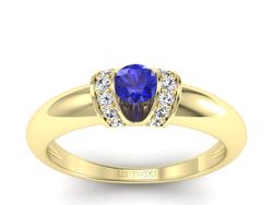 Złoty pierścionek z szafirem i diamentami - p15039zszc