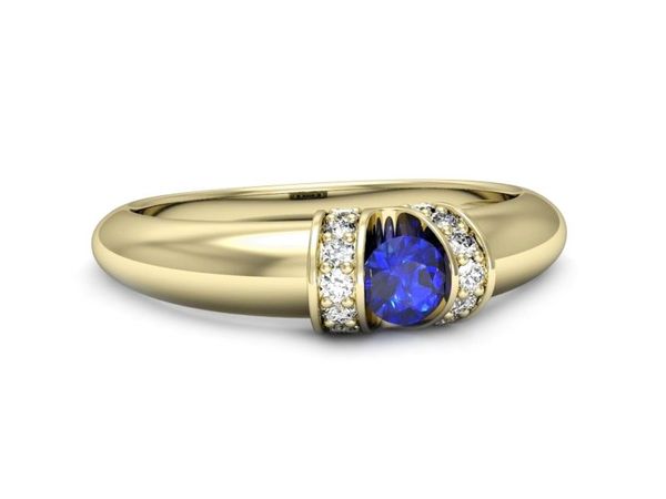 Złoty pierścionek z szafirem i diamentami złoto - p15039zszc