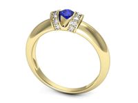 Złoty pierścionek z szafirem i diamentami złoto proba 585 - p15039zszc- 3