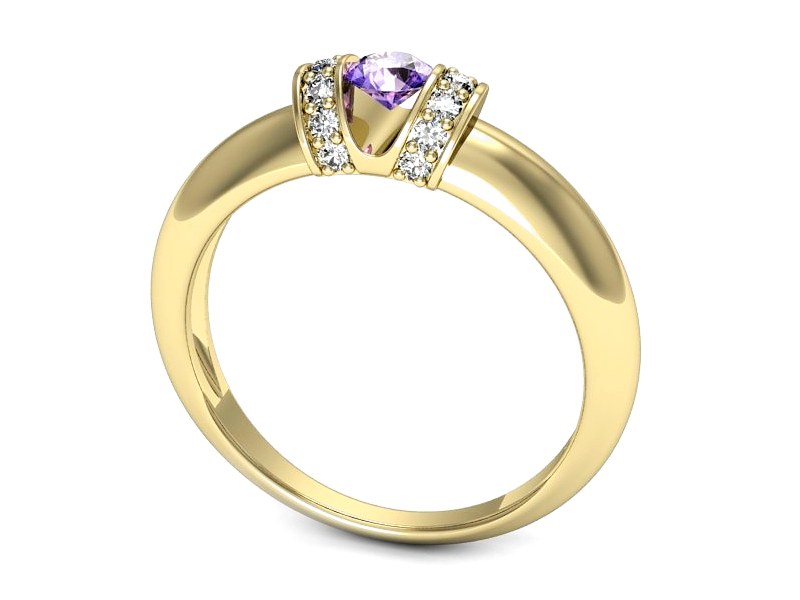 Pierścionek żółte złoto z tanzanitem i brylantami - p15039zt — zdjęcie 3