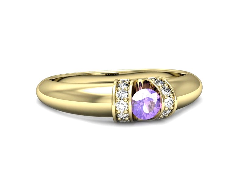 Pierścionek żółte złoto z tanzanitem i brylantami - p15039zt — zdjęcie 2