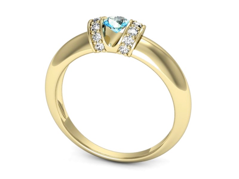 Pierścionek z topazem i brylantami żółte złoto - p15039ztp — zdjęcie 3