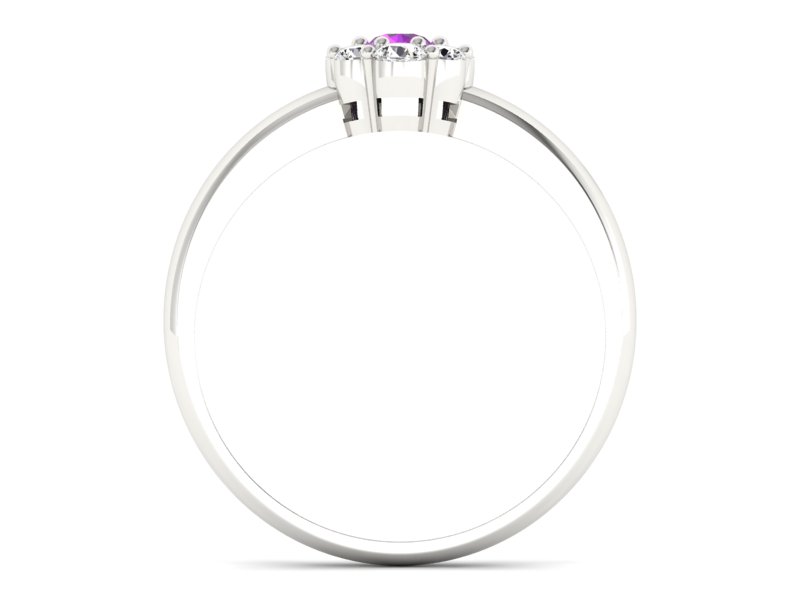 Złoty pierścionek z ametystem i brylantami - p15040bat — zdjęcie 2