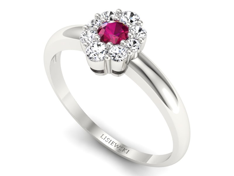 Pierścionek z rubinem i brylantami białe złoto - p15040br — zdjęcie 3