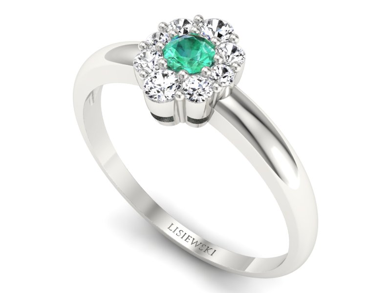 Złoty pierścionek ze szmaragdem i brylantami - p15040bsm — zdjęcie 3