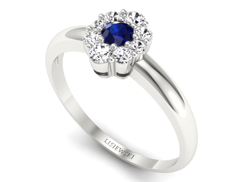Pierścionek zaręczynowy z szafirem i brylantami - p15040bsz — zdjęcie 3