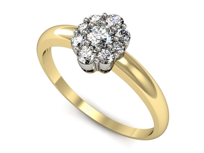Złoty Pierścionek z diamentami żółte białe złoto - p15040zb - 1