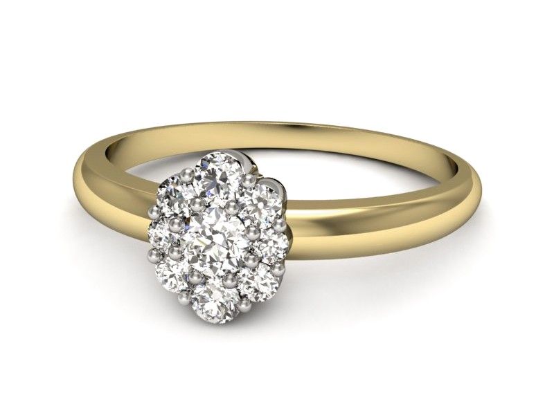 Złoty Pierścionek z diamentami żółte białe złoto - p15040zb - 2