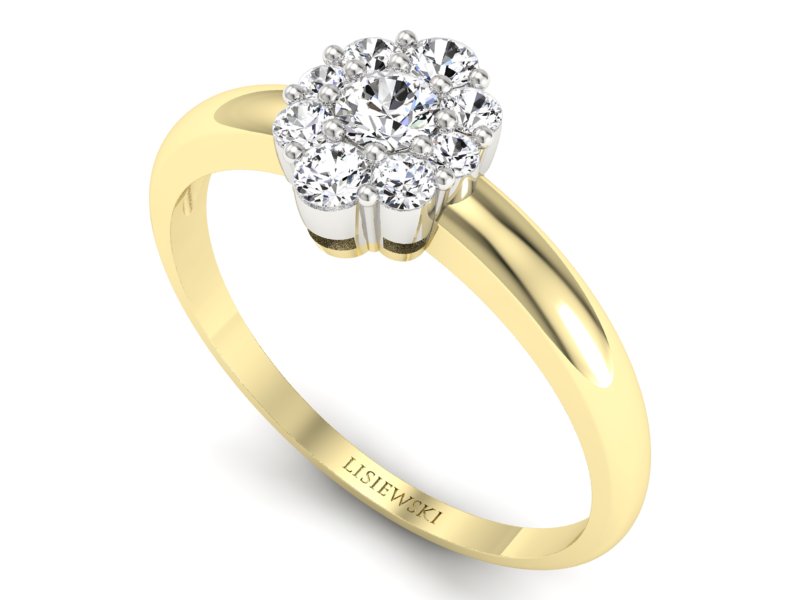 Złoty pierścionek z diamentami żółte białe złoto - p15040zb — zdjęcie 3