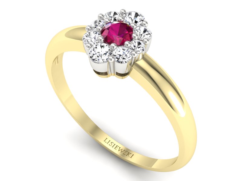 Pierścionek z rubinem i brylantami - p15040zbr — zdjęcie 3
