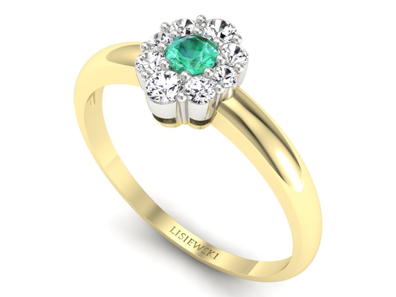 Pierścionek ze szmaragdem i diamentami - p15040zbsm — zdjęcie 3