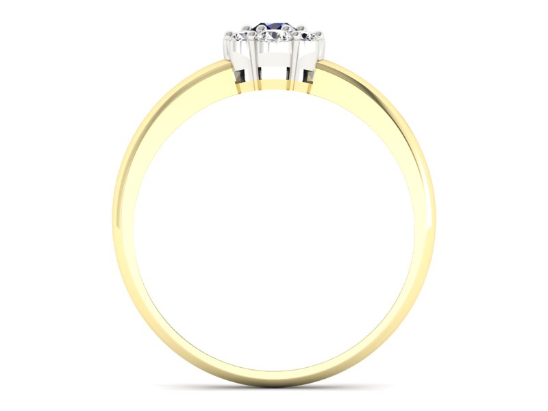 Pierścionek zaręczynowy z szafirem i brylantami - p15040zbsz — zdjęcie 2