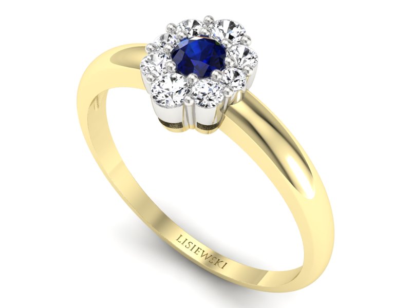 Pierścionek zaręczynowy z szafirem i brylantami - p15040zbsz — zdjęcie 3