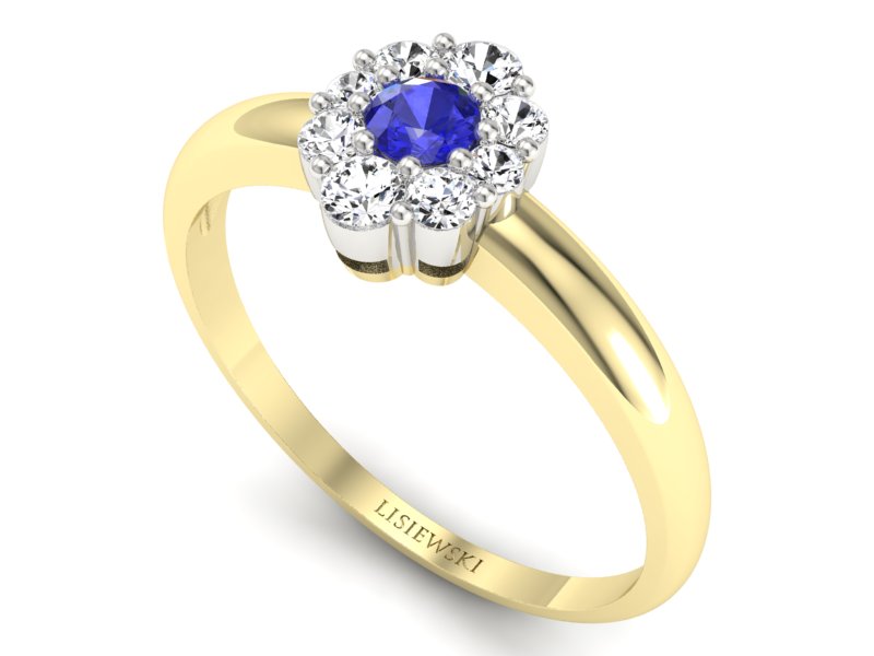 Pierścionek z szafirem i diamentami - p15040zbszc — zdjęcie 3