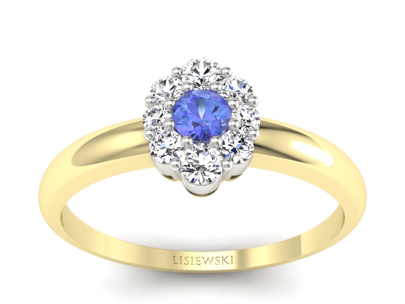 Pierścionek z tanzanitem i brylantami - p15040zbt