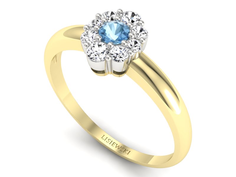 Pierścionek z topazem i brylantami - p15040zbtp — zdjęcie 3