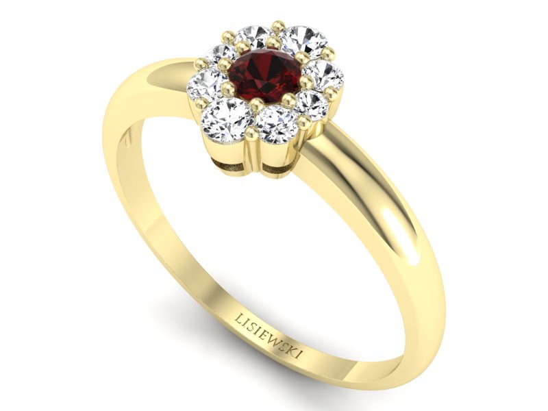 Złoty pierścionek z granatem żółte złoto - p15040zgr — zdjęcie 3