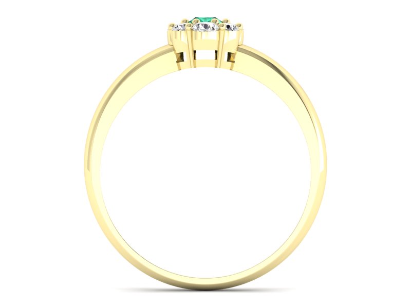 Złoty pierścionek ze szmaragdem i brylantami - p15040zsm — zdjęcie 2