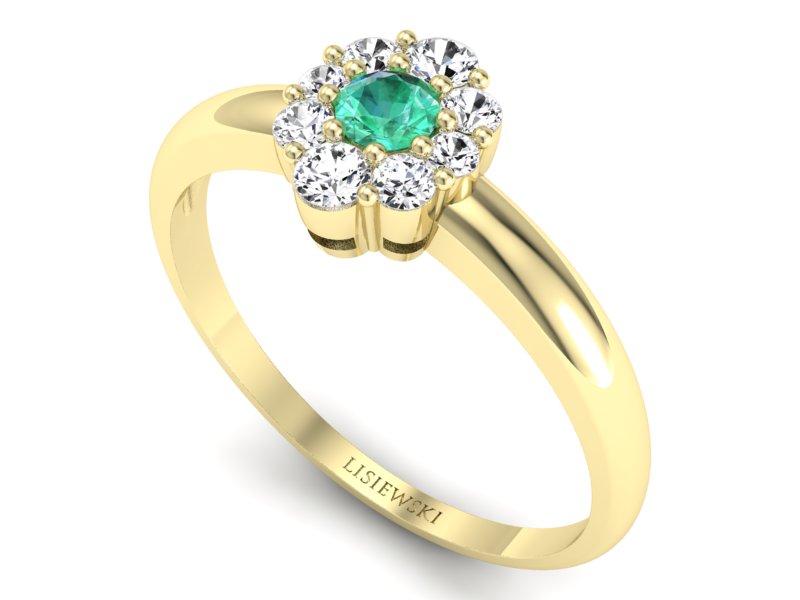 Złoty pierścionek ze szmaragdem i brylantami - p15040zsm — zdjęcie 3