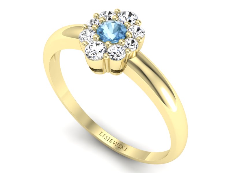 Pierścionek z topazem i brylantami żółte złoto - p15040ztp — zdjęcie 3