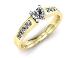 Pierścionek z diamentami białe i żółte złoto - P15042bz_Si_H