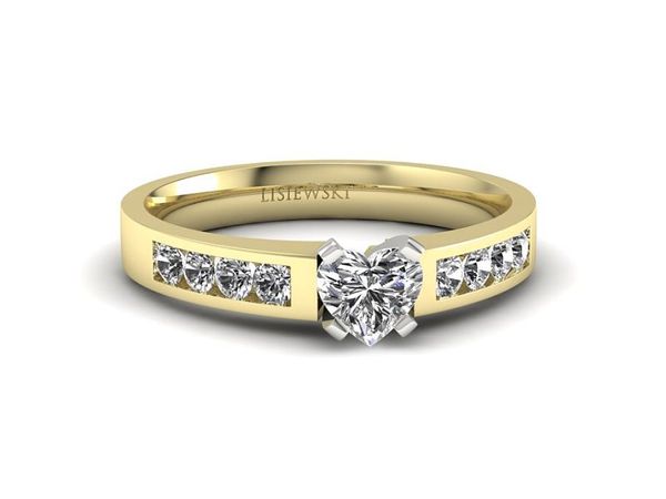 Pierścionek z diamentami białe i żółte złoto - P15042bz_Si_H